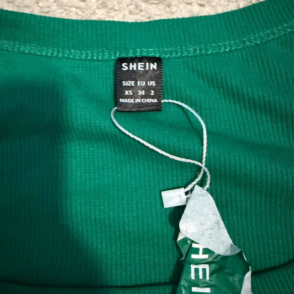 Emerald Green Ribbed Long Sleeve Crop Top NWT XS Color Pop Basic - Picture 8 of 8